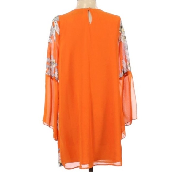 Umgee womens Dress Small Orange Floral Tunic Cut out Bell Sleeves - Picture 4 of 4